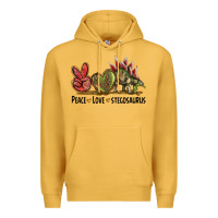 Mustard Peace Love Stegosaurus Premium Hoodie - LillyAllenDesigns