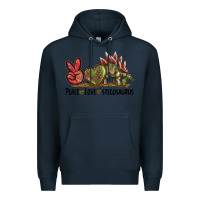 Navy Peace Love Stegosaurus Premium Hoodie - LillyAllenDesigns
