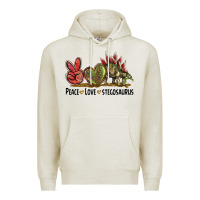 Oatmeal Heather Peace Love Stegosaurus Premium Hoodie - LillyAllenDesigns
