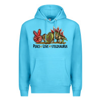 Ocean Blue Peace Love Stegosaurus Premium Hoodie - LillyAllenDesigns