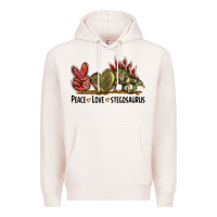 Pale Pink Peace Love Stegosaurus Premium Hoodie - LillyAllenDesigns