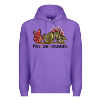 Purple Peace Love Stegosaurus Premium Hoodie - LillyAllenDesigns