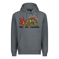 Rock Peace Love Stegosaurus Premium Hoodie - LillyAllenDesigns