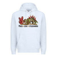 White Peace Love Stegosaurus Premium Hoodie - LillyAllenDesigns