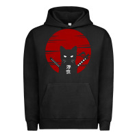 Pigment Black ninja cat japanese Urban Hoodie - DesigneFamous