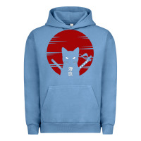 Pigment Pebble Blue ninja cat japanese Urban Hoodie - DesigneFamous