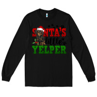 Black Santa's Little Yelper Long Sleeve Tee - FaDigitalArtStudio