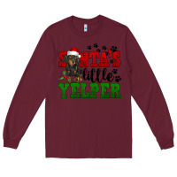 Burgundy Santa's Little Yelper Long Sleeve Tee - FaDigitalArtStudio