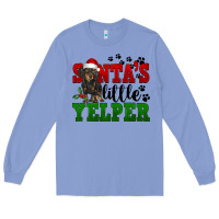 Colony Blue Santa's Little Yelper Long Sleeve Tee - FaDigitalArtStudio