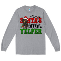 Heather Grey Santa's Little Yelper Long Sleeve Tee - FaDigitalArtStudio