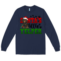 Navy Santa's Little Yelper Long Sleeve Tee - FaDigitalArtStudio