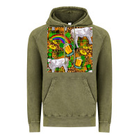 Vintage Olive St. Patricks Cow With Rainbow And Beer Seamless Vintage Hoodie - FaDigitalArtStudio