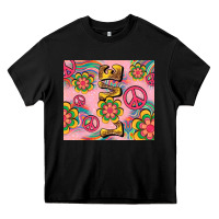 Black peace love hippie daisy Heavy Core Tee - TumblerDesignByShophia