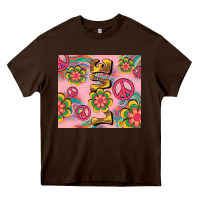 Chocolate Brown peace love hippie daisy Heavy Core Tee - TumblerDesignByShophia
