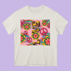 Peace Love Hippie Daisy Heavy Core Tee Designed By Tumblerdesignbyshophia