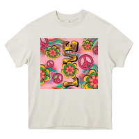 Cream peace love hippie daisy Heavy Core Tee - TumblerDesignByShophia