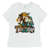 White can't be tamed horse Ladies Tee - OliviaCreatesArt