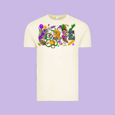 Nurse Mardi Gras Vintage Tee Designed By Fadigitalartstudio