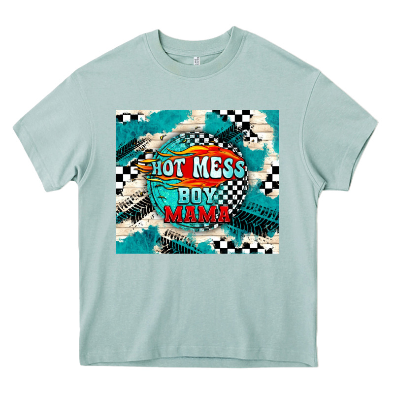 Hot Mess Boy Mama With Fire Heavy Core Tee by TumblerDesignByShophia | Teevron