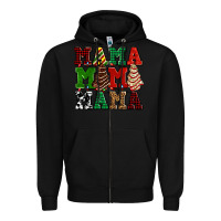 Black mama mama mama with christmas lights and christmas tree cakes Zipper Hoodie - AdoDesignShop