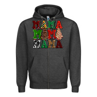 Charcoal Heather mama mama mama with christmas lights and christmas tree cakes Zipper Hoodie - AdoDesignShop