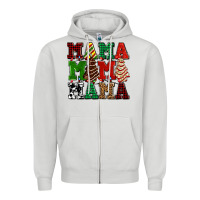 Dove Grey mama mama mama with christmas lights and christmas tree cakes Zipper Hoodie - AdoDesignShop