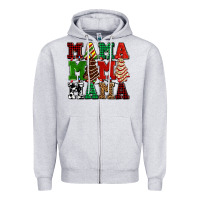 Heather Grey mama mama mama with christmas lights and christmas tree cakes Zipper Hoodie - AdoDesignShop