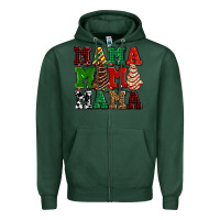 Sports Green mama mama mama with christmas lights and christmas tree cakes Zipper Hoodie - AdoDesignShop