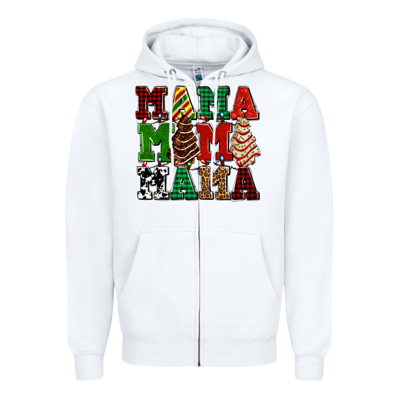 Mama Mama Mama With Christmas Lights And Christmas Tree Cakes Zipper Hoodie by AdoDesignShop | Teevron