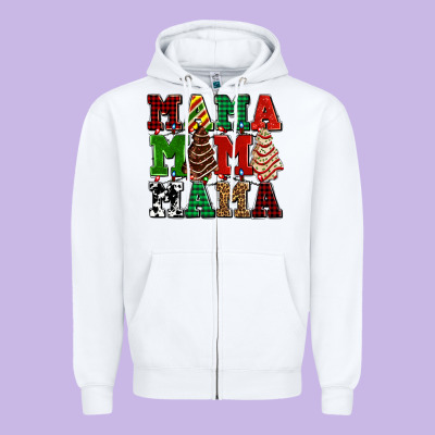 Mama Mama Mama With Christmas Lights And Christmas Tree Cakes Zipper Hoodie Designed By Adodesignshop