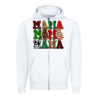 White mama mama mama with christmas lights and christmas tree cakes Zipper Hoodie - AdoDesignShop
