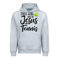 Heather Grey this girl runs on jesus and tennis Urban Hoodie - DesigneFamous