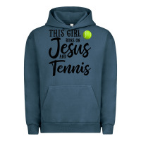 Pigment Midnight Navy this girl runs on jesus and tennis Urban Hoodie - DesigneFamous