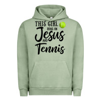 Pigment Oil Green this girl runs on jesus and tennis Urban Hoodie - DesigneFamous