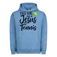 Pigment Pebble Blue this girl runs on jesus and tennis Urban Hoodie - DesigneFamous