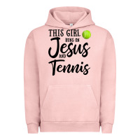 Pigment Salmon this girl runs on jesus and tennis Urban Hoodie - DesigneFamous