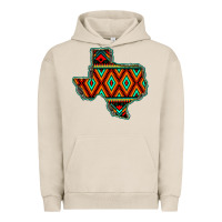 Pigment French Oak Texas Map With Aztec Background Urban Hoodie - JahusDesignShop