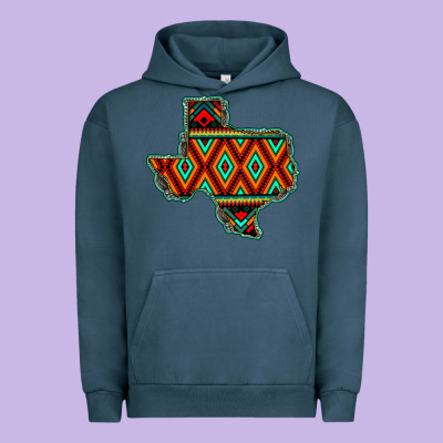 Texas Map With Aztec Background Urban Hoodie Designed By Jahusdesignshop