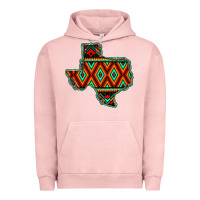 Pigment Salmon Texas Map With Aztec Background Urban Hoodie - JahusDesignShop