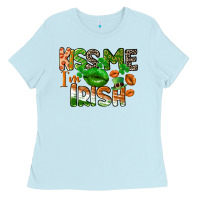 Baby Blue Kiss me i am irish St. Patrick's Day Ladies Tee - CowGirlArtShop