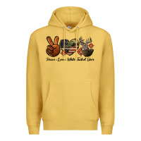 Antique Gold Peace Love White Tailed Deer Premium Hoodie - LillyAllenDesigns