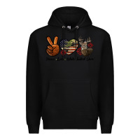 Black Peace Love White Tailed Deer Premium Hoodie - LillyAllenDesigns