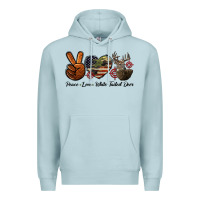 Blue Mist Peace Love White Tailed Deer Premium Hoodie - LillyAllenDesigns