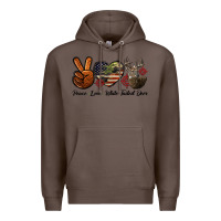 Coffee Peace Love White Tailed Deer Premium Hoodie - LillyAllenDesigns