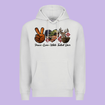 Peace Love White Tailed Deer Premium Hoodie Designed By Lillyallendesigns