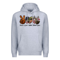 Heather Grey Peace Love White Tailed Deer Premium Hoodie - LillyAllenDesigns