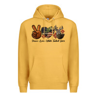 Mustard Peace Love White Tailed Deer Premium Hoodie - LillyAllenDesigns
