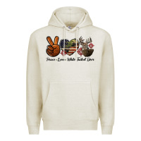 Oatmeal Heather Peace Love White Tailed Deer Premium Hoodie - LillyAllenDesigns