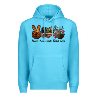 Ocean Blue Peace Love White Tailed Deer Premium Hoodie - LillyAllenDesigns
