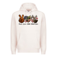 Pale Pink Peace Love White Tailed Deer Premium Hoodie - LillyAllenDesigns